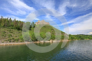 View of the Czorsztyn castle in Poland