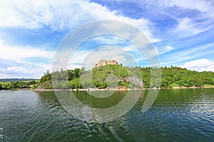 View of the Czorsztyn castle in Poland