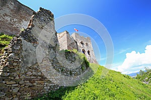 View of the Czorsztyn castle in Poland
