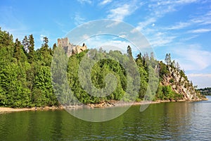 View of the Czorsztyn castle in Poland