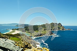 View of the CÃÂ­es Islands from the viewpoint of the Queen`s Chair. Galicia. Spain photo