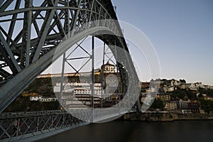 View of the D. LuÃ­s I Bridge and the city of Vila Nova de Gaia. Night cityscape