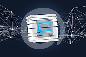 View of a 3D rendered Blue Email symbol displayed in a sliced cu