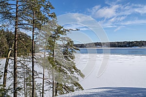 View from The Dagmar park to the Gulf of Finland in winter, Kallviken, Tammisaari, Finland