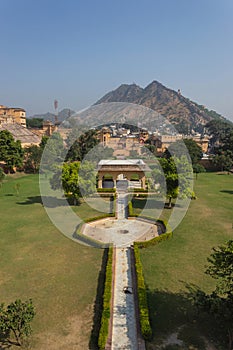 View of Dalaram Bagh or garden in Amber fort, Jaipur, Rajasthan