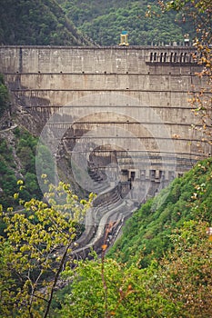 View of the dam of the Inguri hydroelectric power station, Georgia