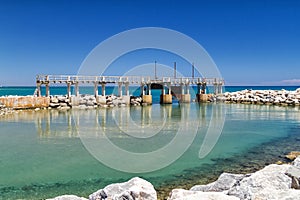 View on dam on the Mediterranean Sea