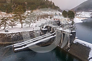 view of Dam in spring at Toyama, Japan