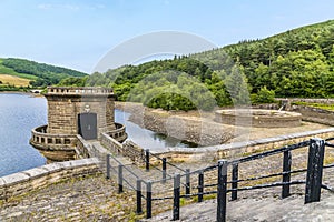 A view from the dam wall on Ladybower reservoir, Derbyshire, UK