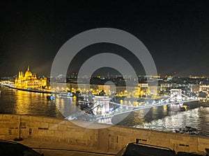 View of the Danube at night, from Buda Castle