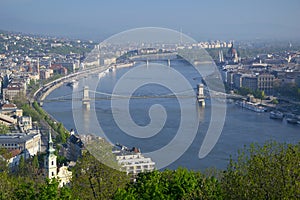 View of Danube river and Budapest from Gellert hill, Hungary photo