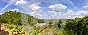 View of the Danube of Vienna and the Saint Leopold's Church on Leopoldsberg