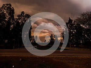 The view of dark clouds in the sky in the evening in India.