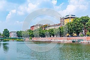 View of Darsena del Naviglio channel in center of Milano, Italy