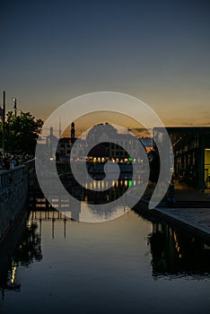 View of the Darsena and water channels in Milan at sunset - 2 photo