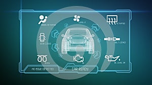 Dashboard smartcar interface on a background 3d rendering