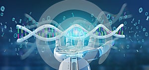 data coded Dna with binary file around 3d rendering