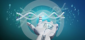 data coded Dna with binary file around 3d rendering