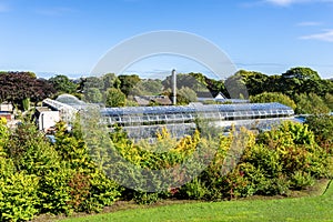 A view of David Welch Winter Gardens from top of the Mound artificial hill in Duthie Park, Aberdeen