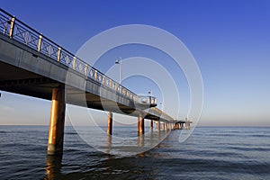 View at dawn of Marina di Pietrasanta pier Tuscany Italy