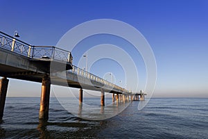 View at dawn of Marina di Pietrasanta pier Tuscany Italy