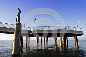 View at dawn of Marina di Pietrasanta pier Tuscany Italy