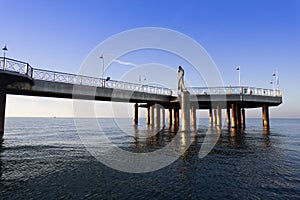 View at dawn of Marina di Pietrasanta pier Tuscany Italy