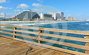 Daytona Beach from the pier, fishing pole photo