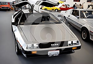 A view of a De Lorean car