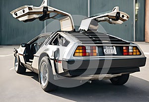 A view of a De Lorean car