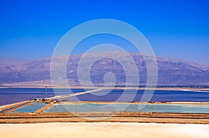 View on Dead Sea from a cliff in the area of Sodom road