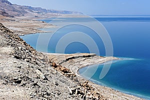 View of Dead Sea coastline.