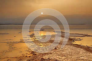 View of Dead Sea coastline. Israel