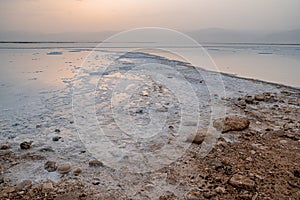 View of Dead Sea coastline. Israel