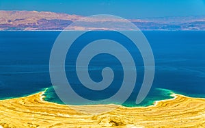 View of Dead Sea coastline in Israel