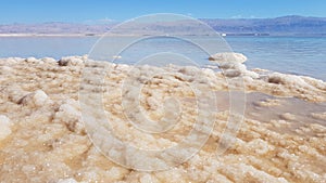 View of the Dead Sea coastline. Israel, Ein Bokek resort