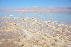 View of the Dead Sea coastline. Israel, Ein Bokek resort