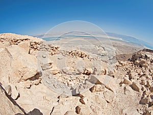 View of Dead Sea from fortress Masada, Israel