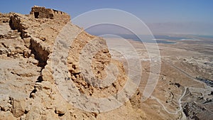 View of the Dead Sea from Masada Fortress.  Israel.