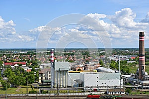 View of Debrecen city, Hungary, power station