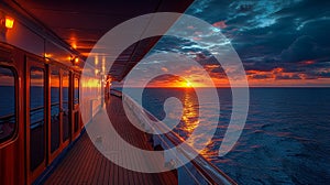 view from the Deck of a Luxury Cruise Ship at Sunset