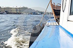 The view from the deck of a pleasure ship in the sights of St. Petersburg