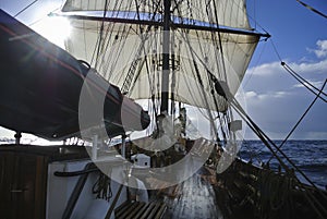 View from deck of a tallship or squarerigger