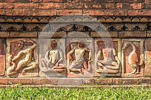 View at the decorative motifs of Ancient ruins of monastery Somapura Mahavihara in Paharapur - Bangladesh