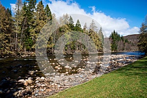 A view of Dee river in Balmoral Castle estate, Scotland