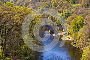 View of the Dee River in Llangollen. Denbighshire, Wales. UK