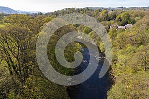 View of the Dee River in Llangollen. Denbighshire, Wales. UK photo