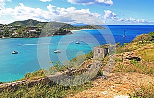 View of Deep Bay From Old Fort Barrington in St. JohnÃ¢â¬â¢s Antigua photo
