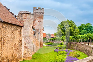 View of the defensive wall at Obernai, Bas Rhin, Alsace France