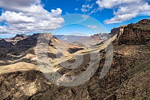 View from Degollada de las Yeguas Viewpoint on the Barranco de Fataga, Gran Canaria, Canary Islands, Spain